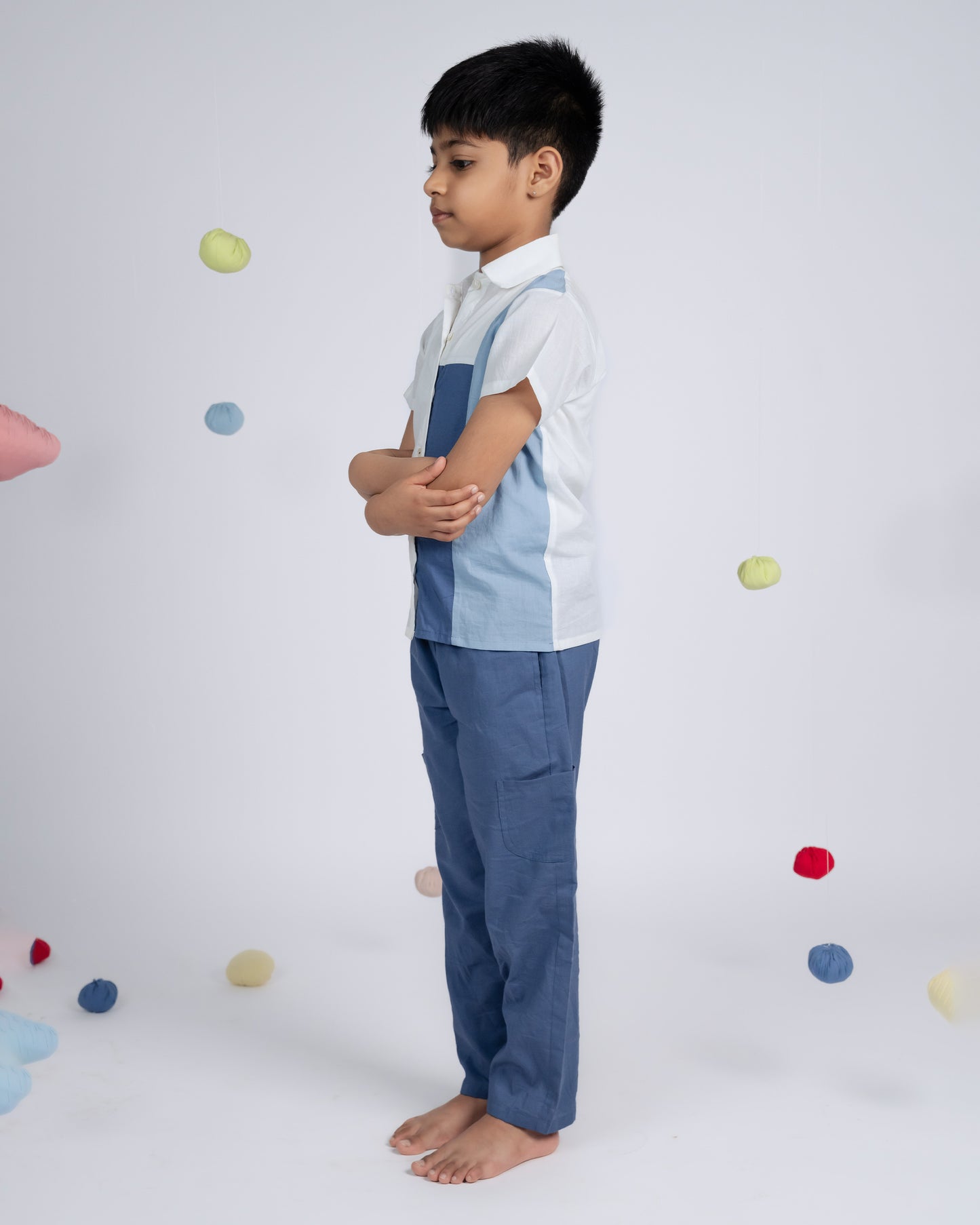 Urban Boy Shirt - White Blue