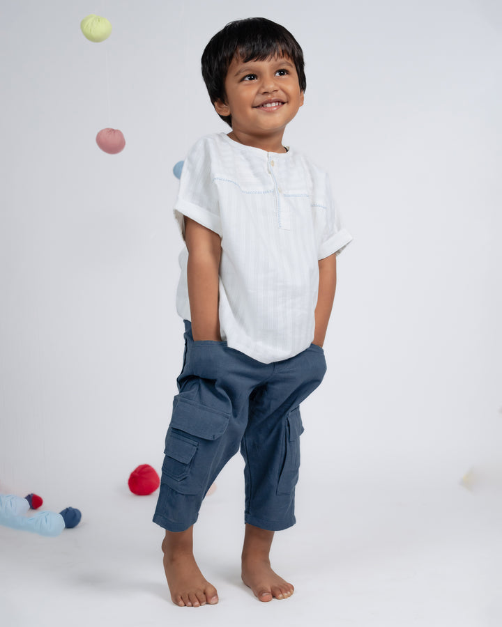 Mini Elite Co-ord Set - White / Teal Blue