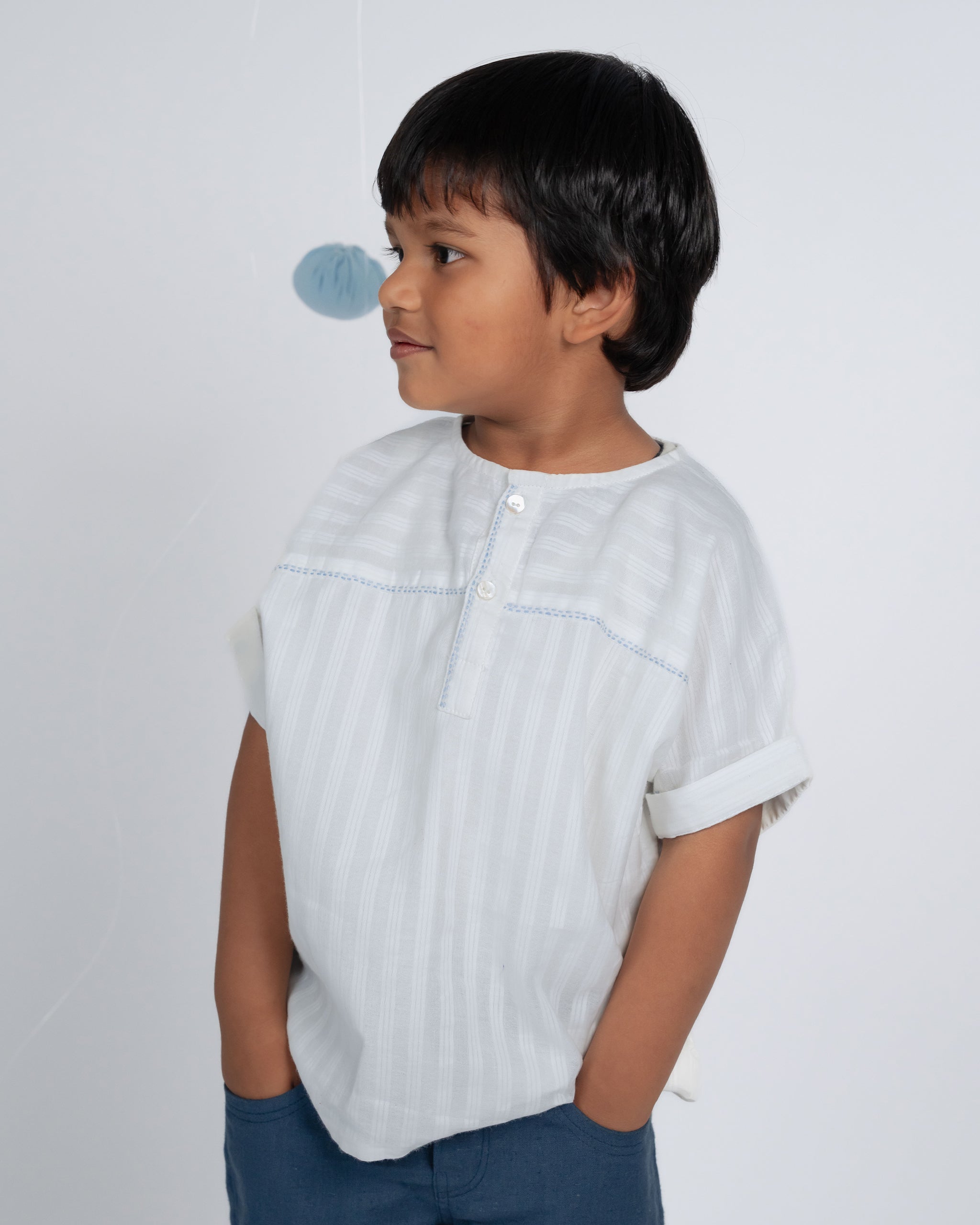 Mini Elite Co-ord Set - White / Teal Blue