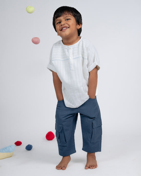 Mini Elite Co-ord Set - White / Teal Blue