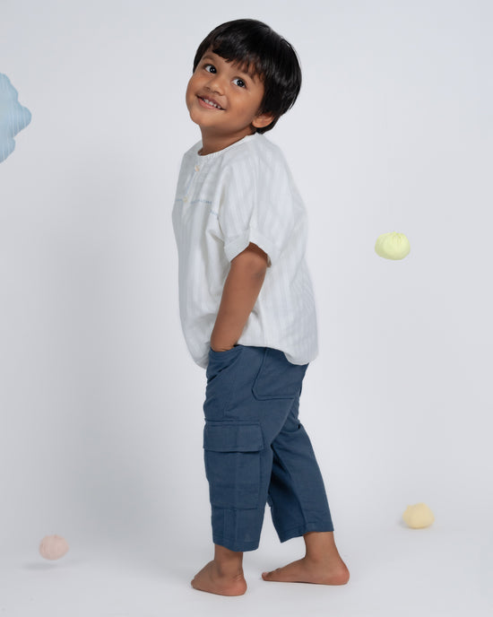 Mini Elite Co-ord Set - White / Teal Blue