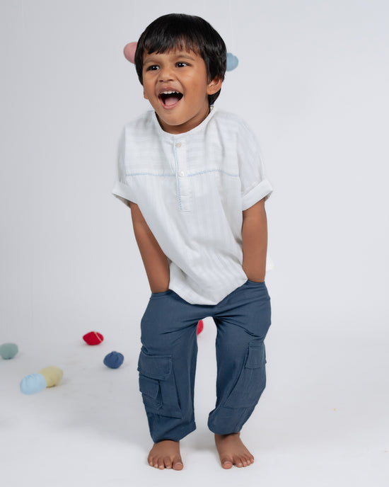 Mini Elite Co-ord Set - White / Teal Blue