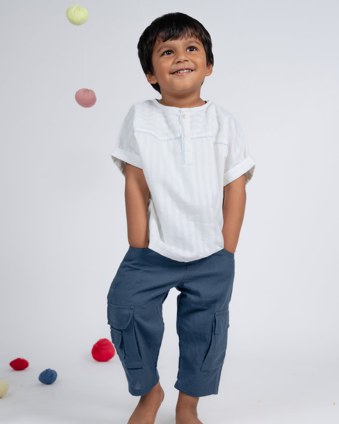 Mini Elite Co-ord Set - White / Teal Blue