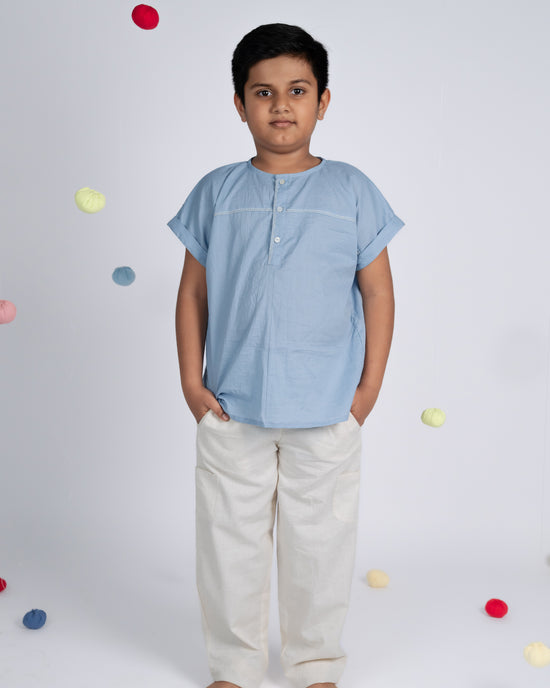 Mini Elite Co-ord Set - Blue / Beige