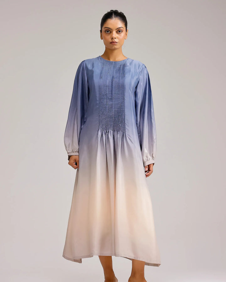 Icy Elegance Dress - Blue To Ivory