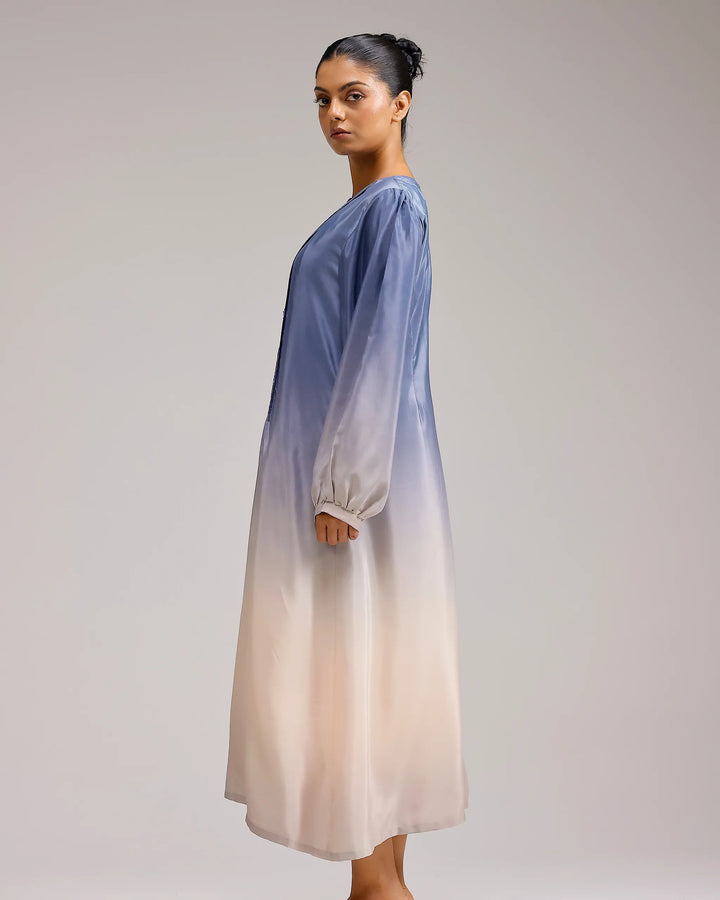 Icy Elegance Dress - Blue To Ivory