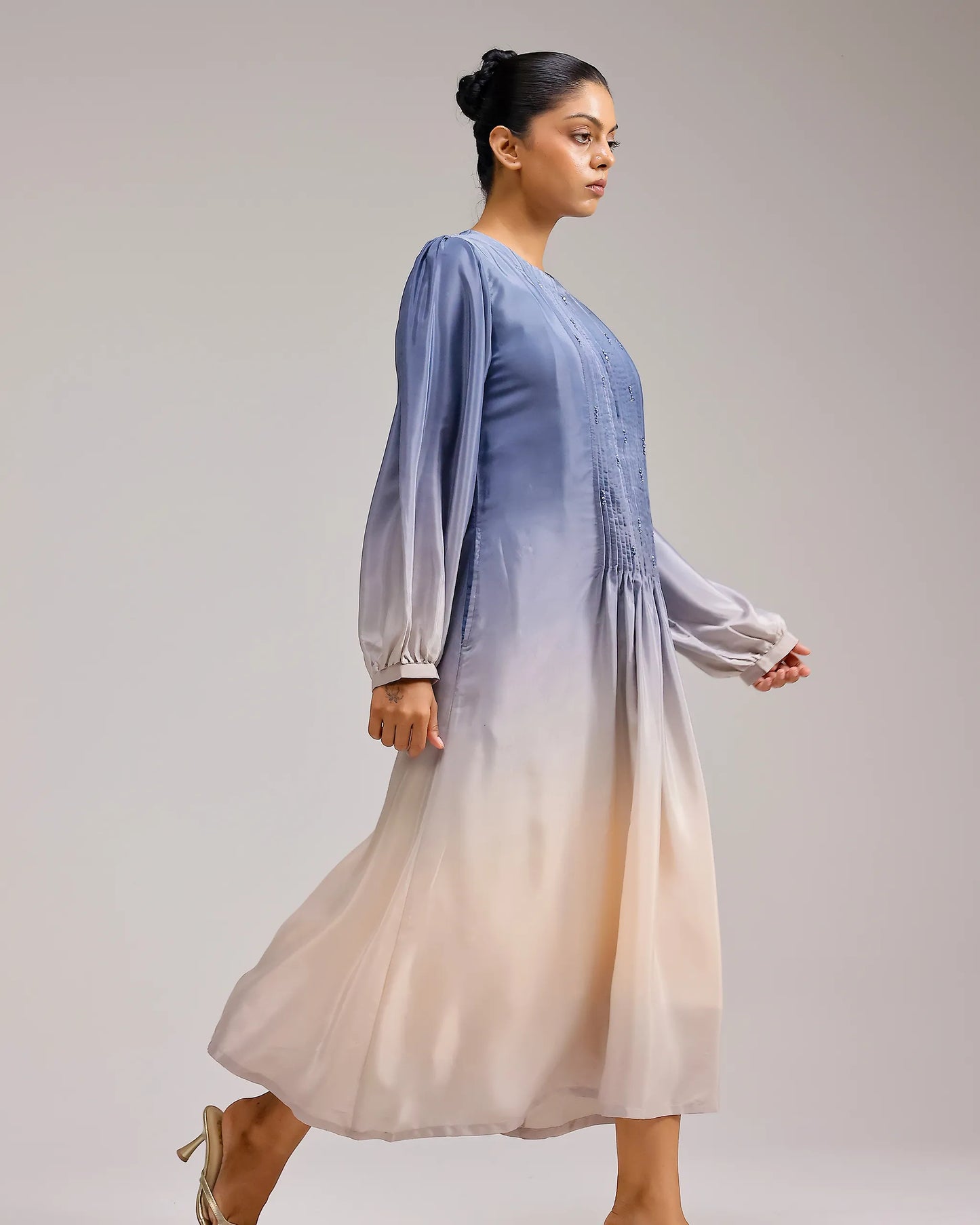 Icy Elegance Dress - Blue To Ivory