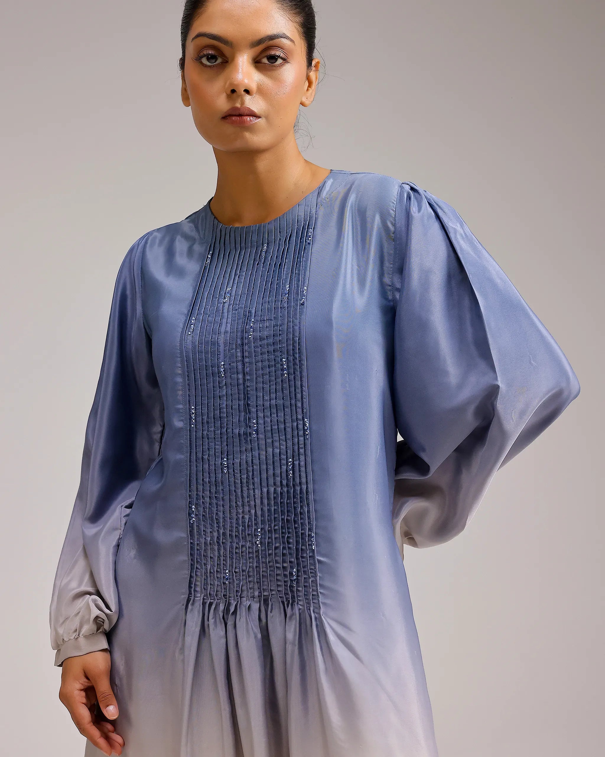 Icy Elegance Dress - Blue To Ivory