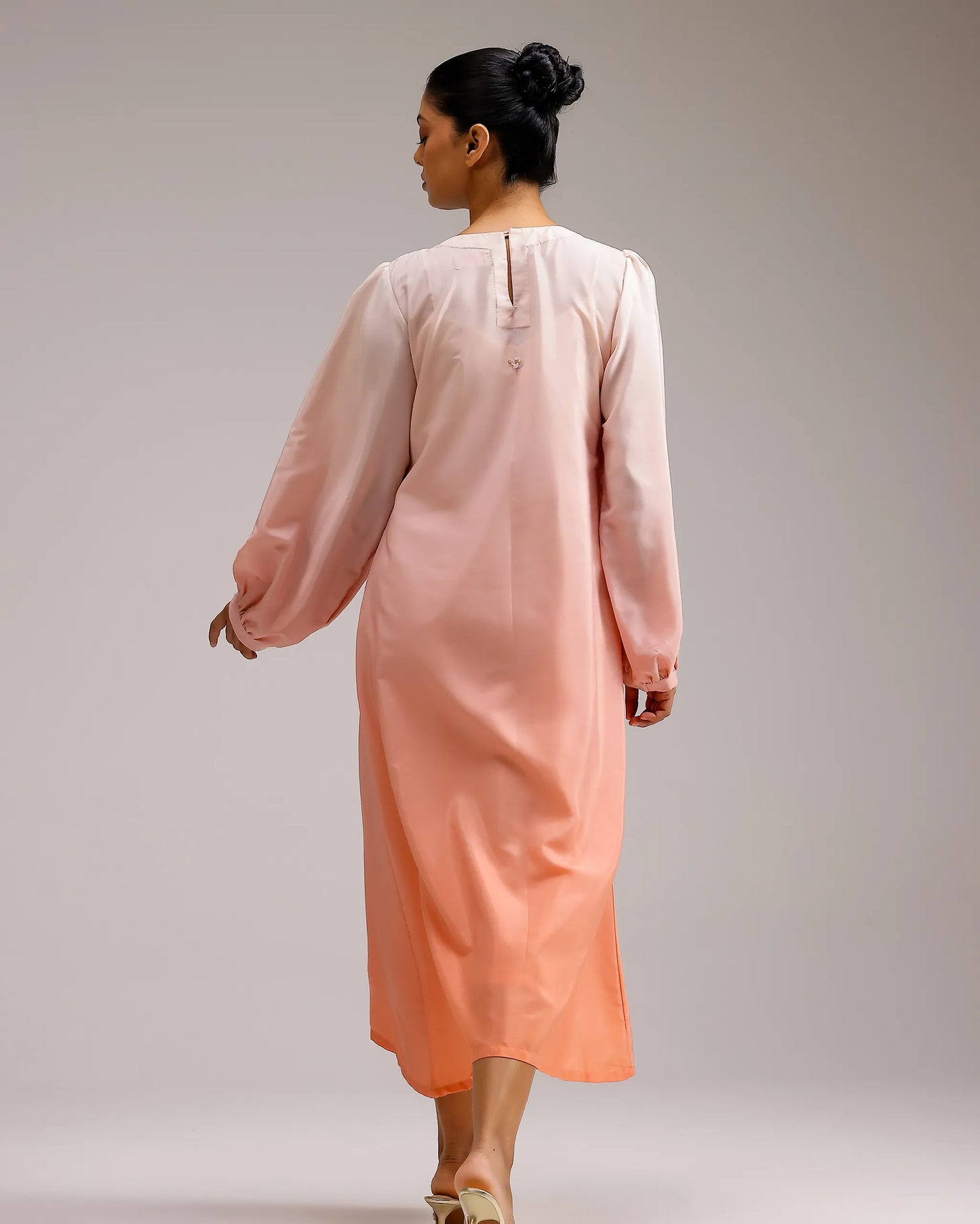 Icy Elegance Dress - Ivory To Orange