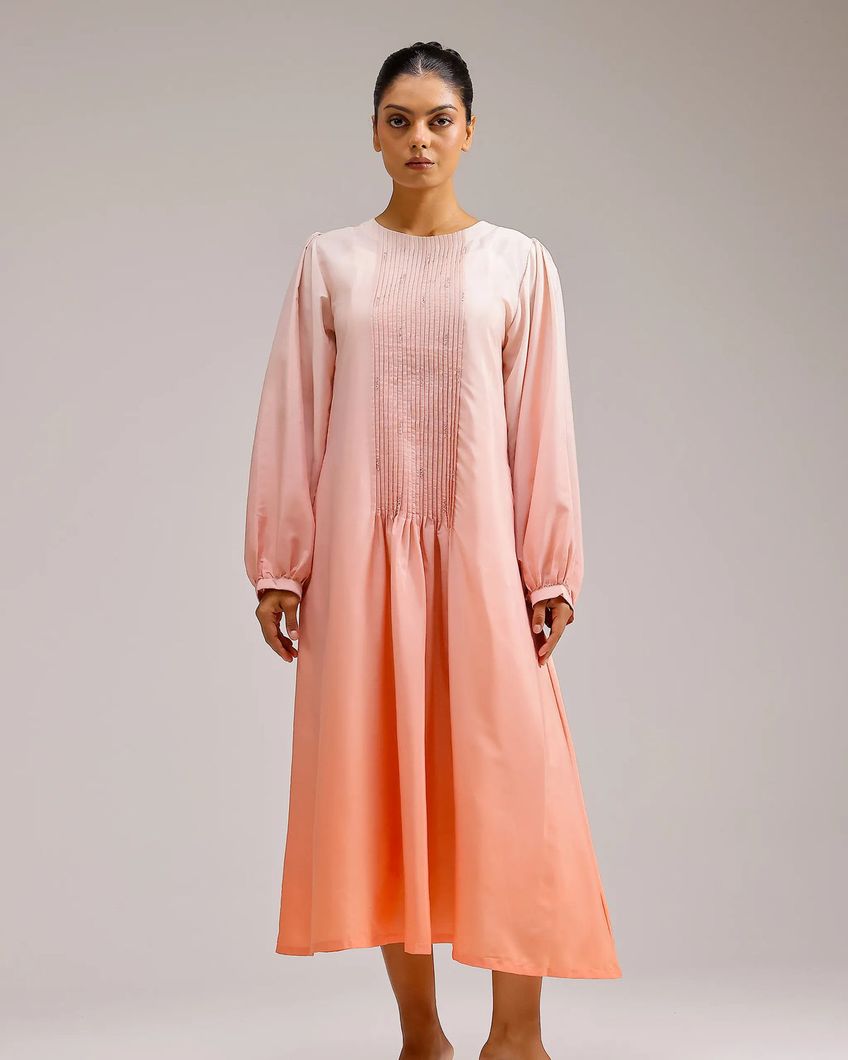 Icy Elegance Dress - Ivory To Orange