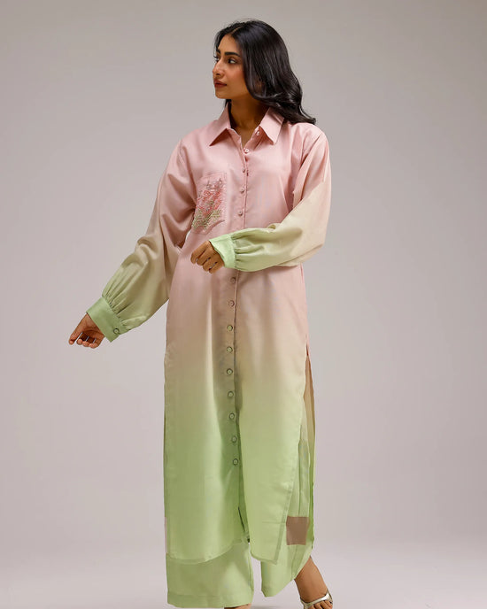 Blush Bloom Kurta - Rose Water Ombre