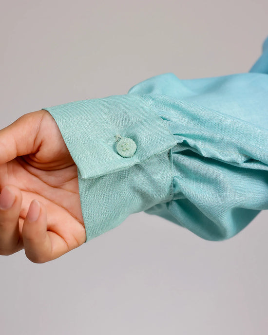 Blush Bloom Kurta - Mint Blue Ombre