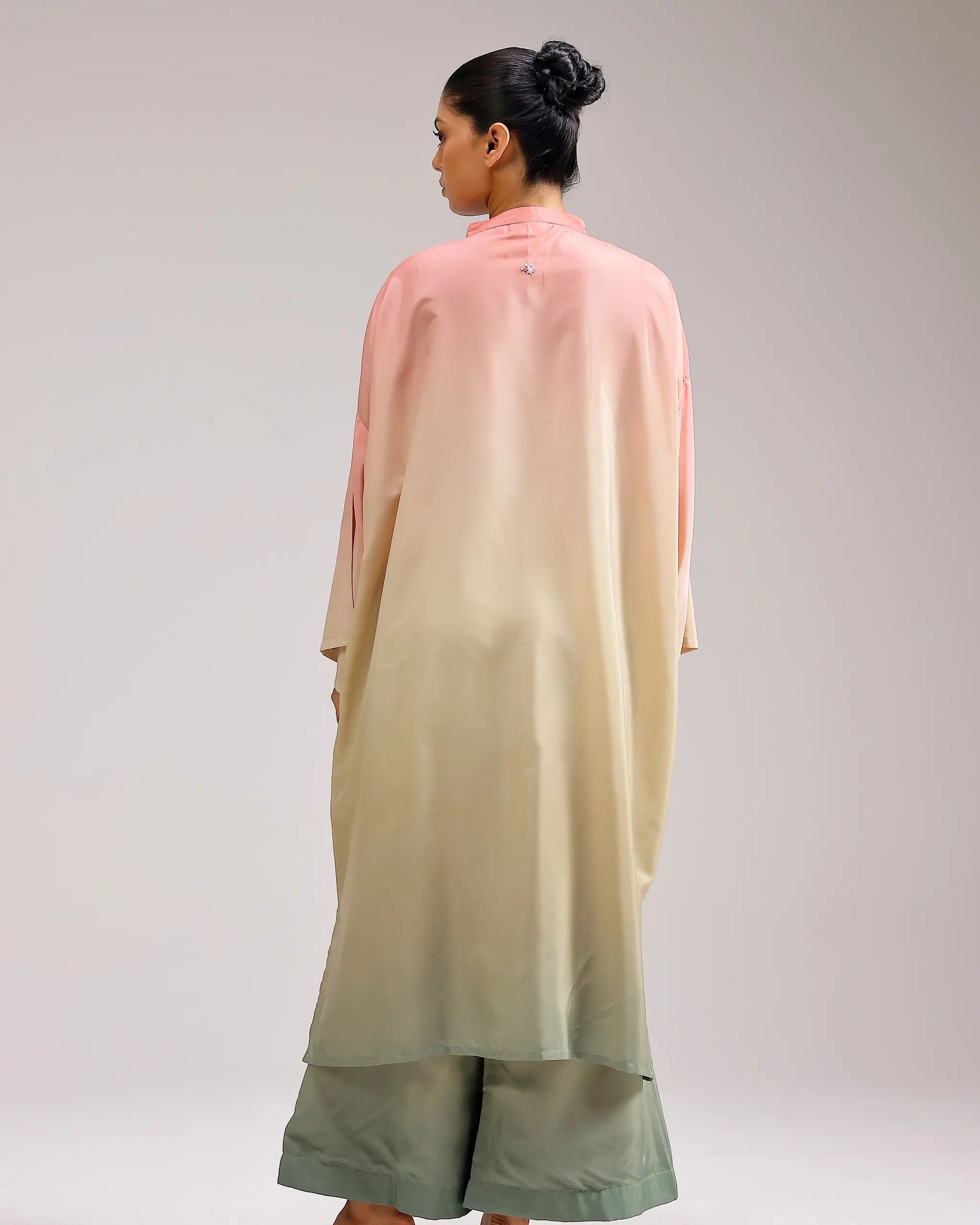 Fade Crepe Kurta - Pink To Green