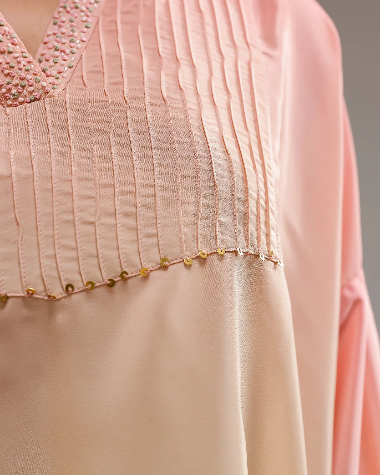 Fade Crepe Kurta Set - Pink To Green