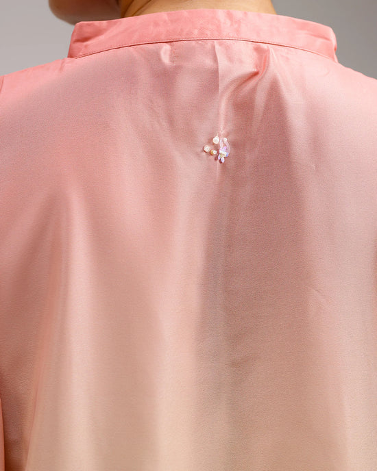 Fade Crepe Kurta Set - Pink To Green