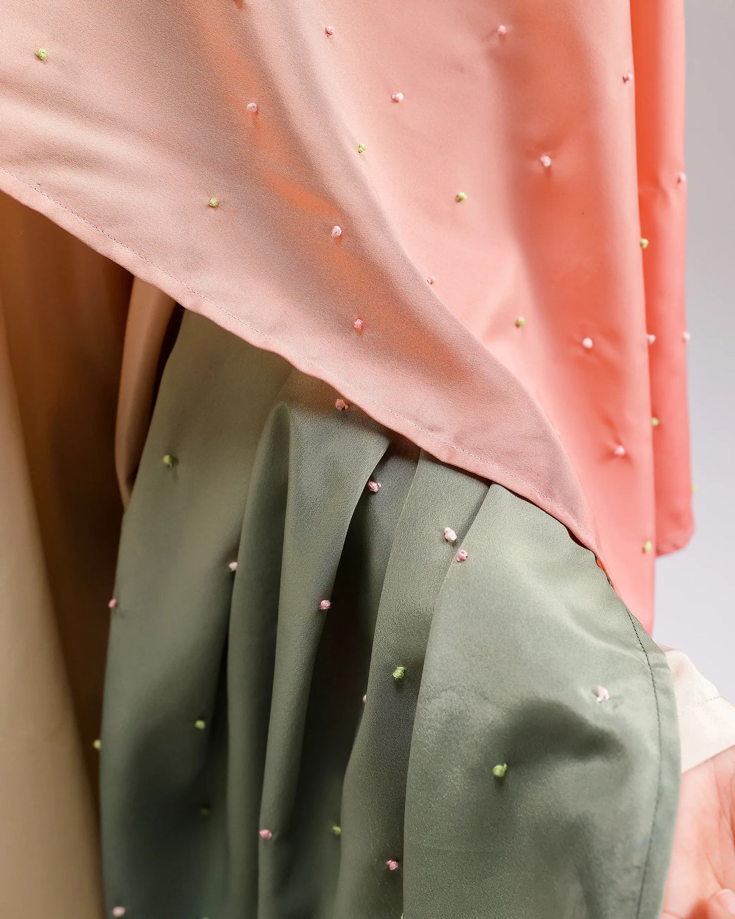 Fade Crepe Kurta Set - Pink To Green
