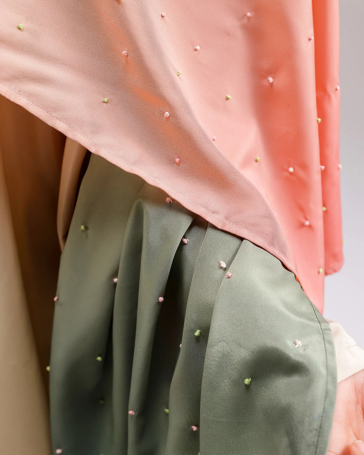 Fade Crepe Kurta Set - Pink To Green