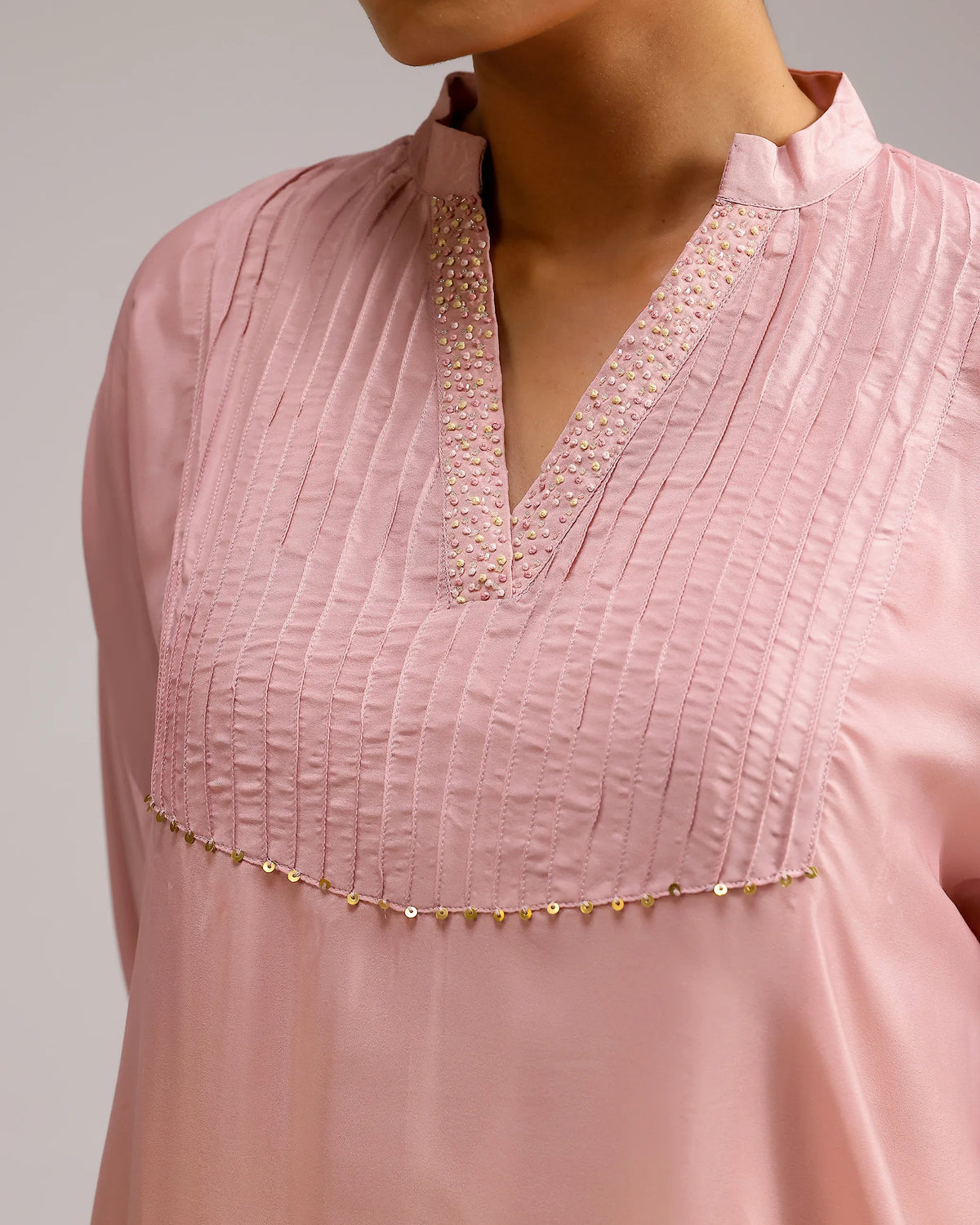 Fade Crepe Kurta Set - Pink To Yellow