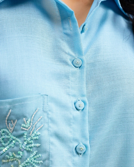 Blush Kurta Set - Mint Blue Ombre