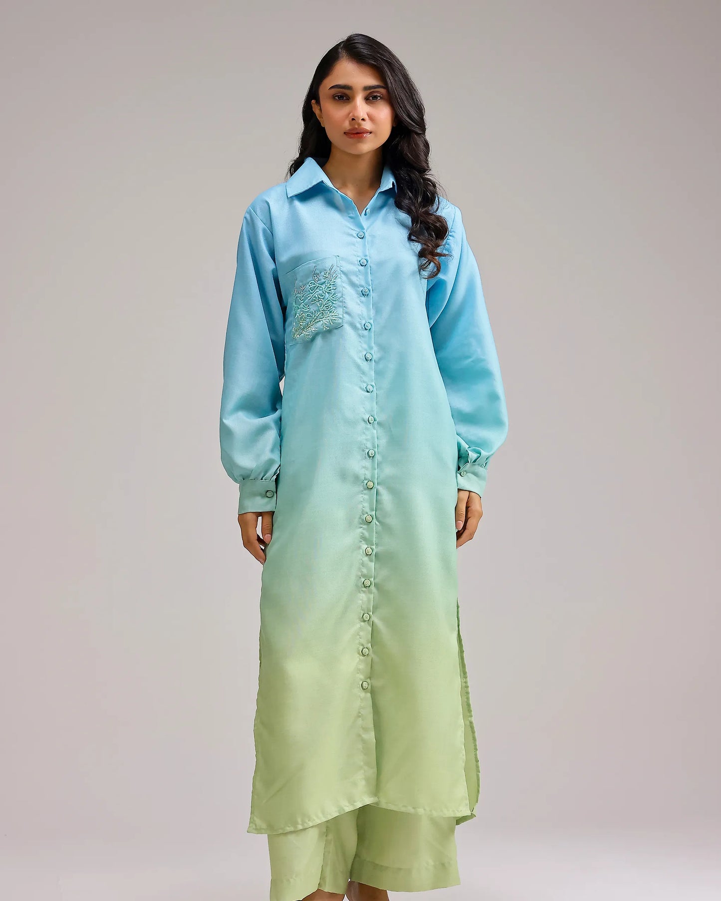 Blush Bloom Pant - Mint Blue Ombre