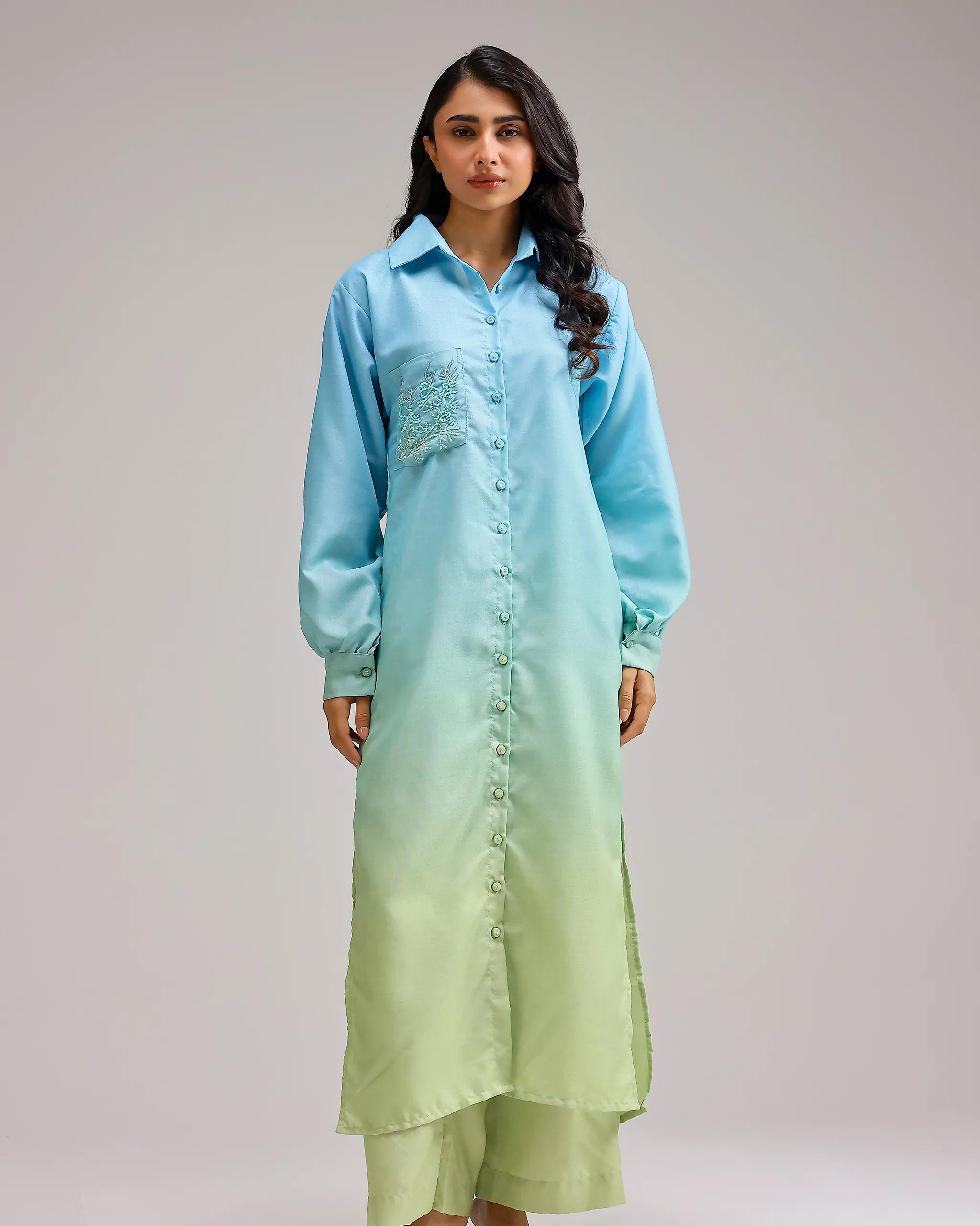 Blush Bloom Pant - Mint Blue Ombre
