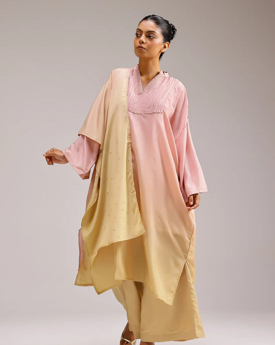 Fade Crepe Pant - Pink To Yellow