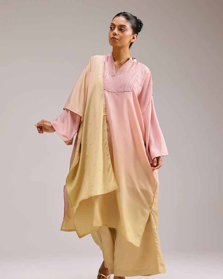 Fade Crepe Pant - Pink To Yellow