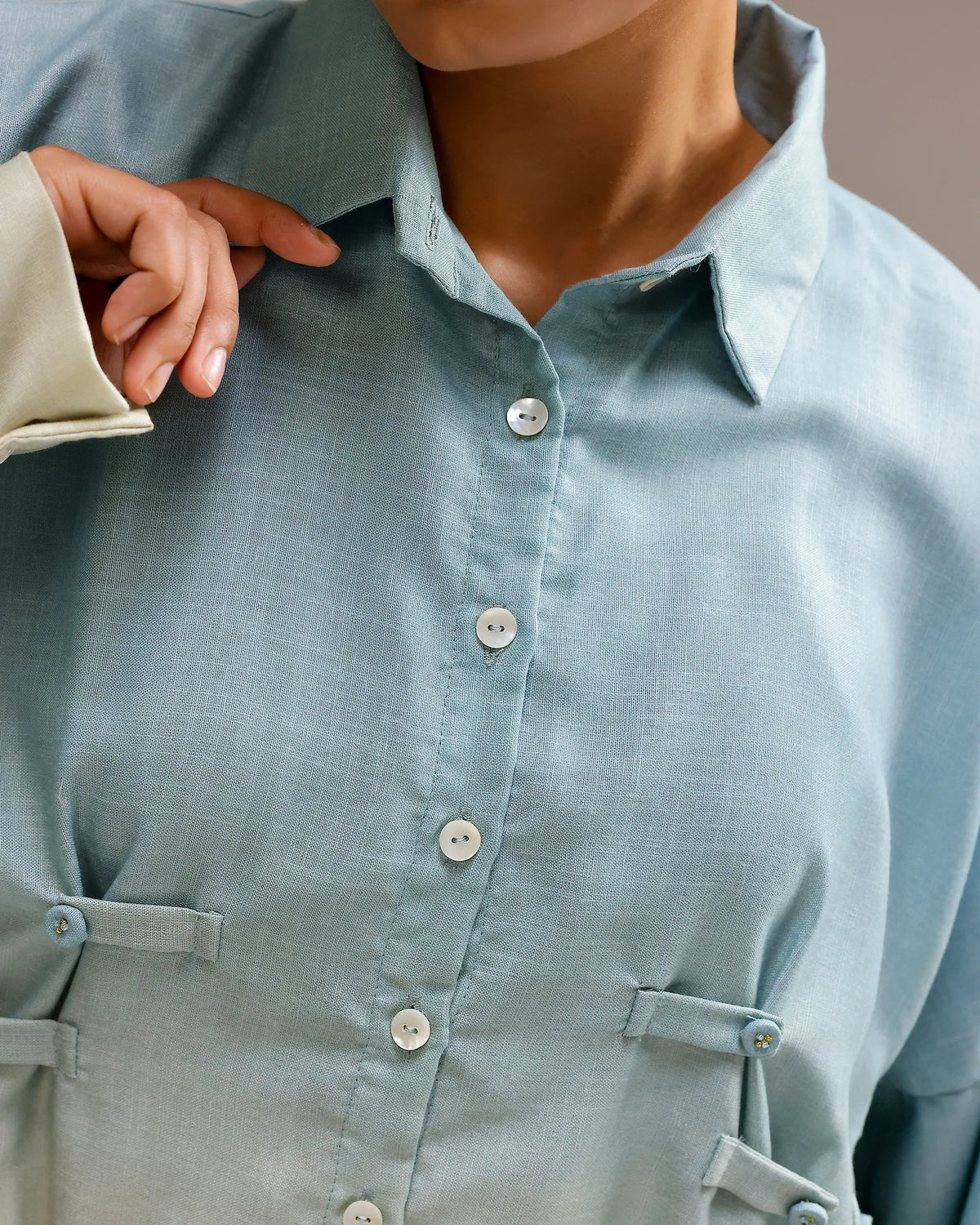 Ocean Mist Shirt - Ivory To Ash Fade