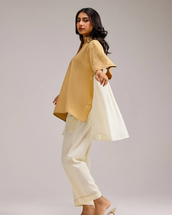 Dune Flow Shirt - Beige Stripe& Brown