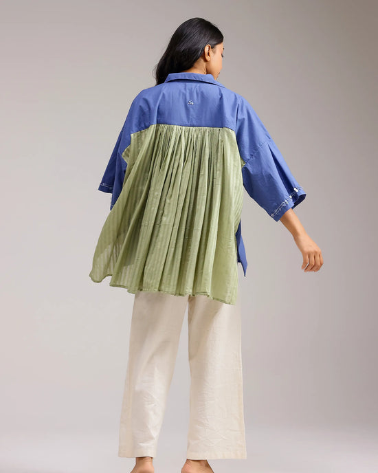 Dune Flow Shirt - Dark Blue&Green Stripe