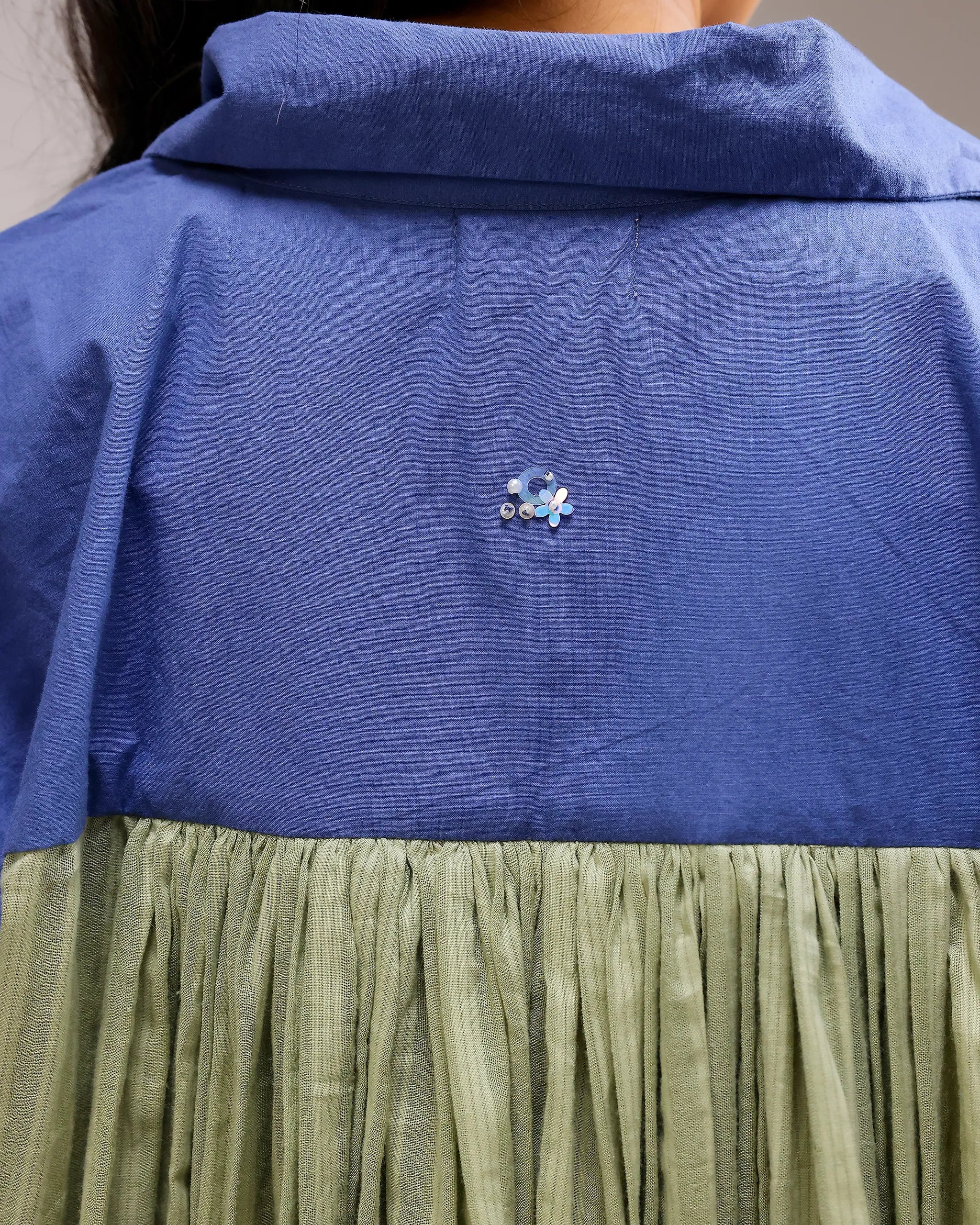 Dune Flow Shirt - Dark Blue&Green Stripe
