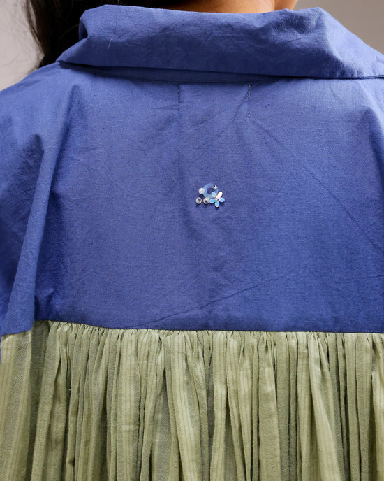 Dune Flow Shirt - Dark Blue&Green Stripe