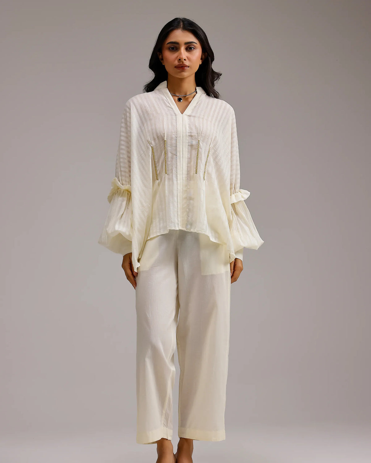 Silent Stripe Top - Beige Stripe