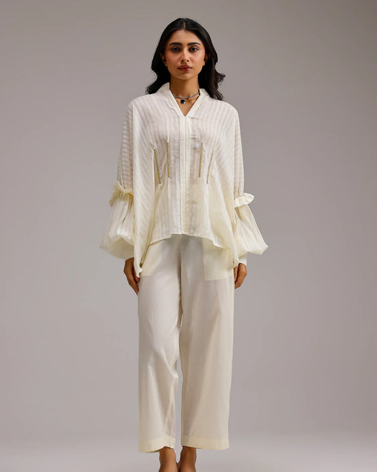 Silent Stripe Top - Beige Stripe