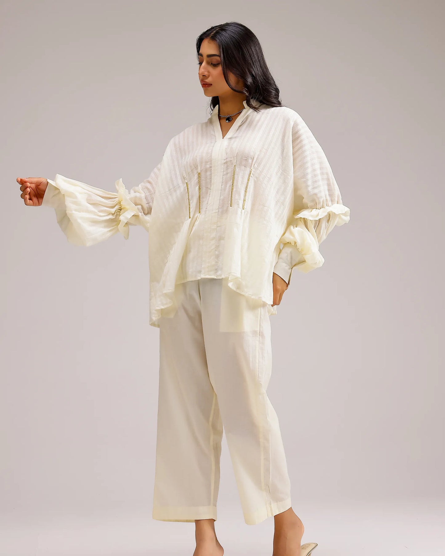 Silent Stripe Top - Beige Stripe