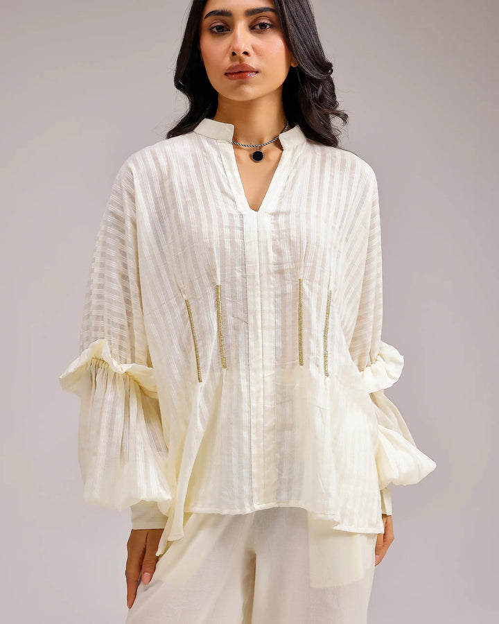 Silent Stripe Top - Beige Stripe
