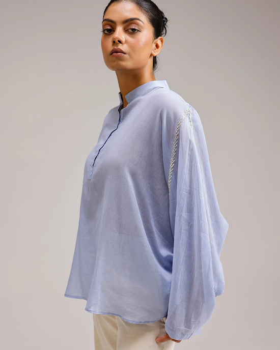 Soft Chanderi Top - Blue