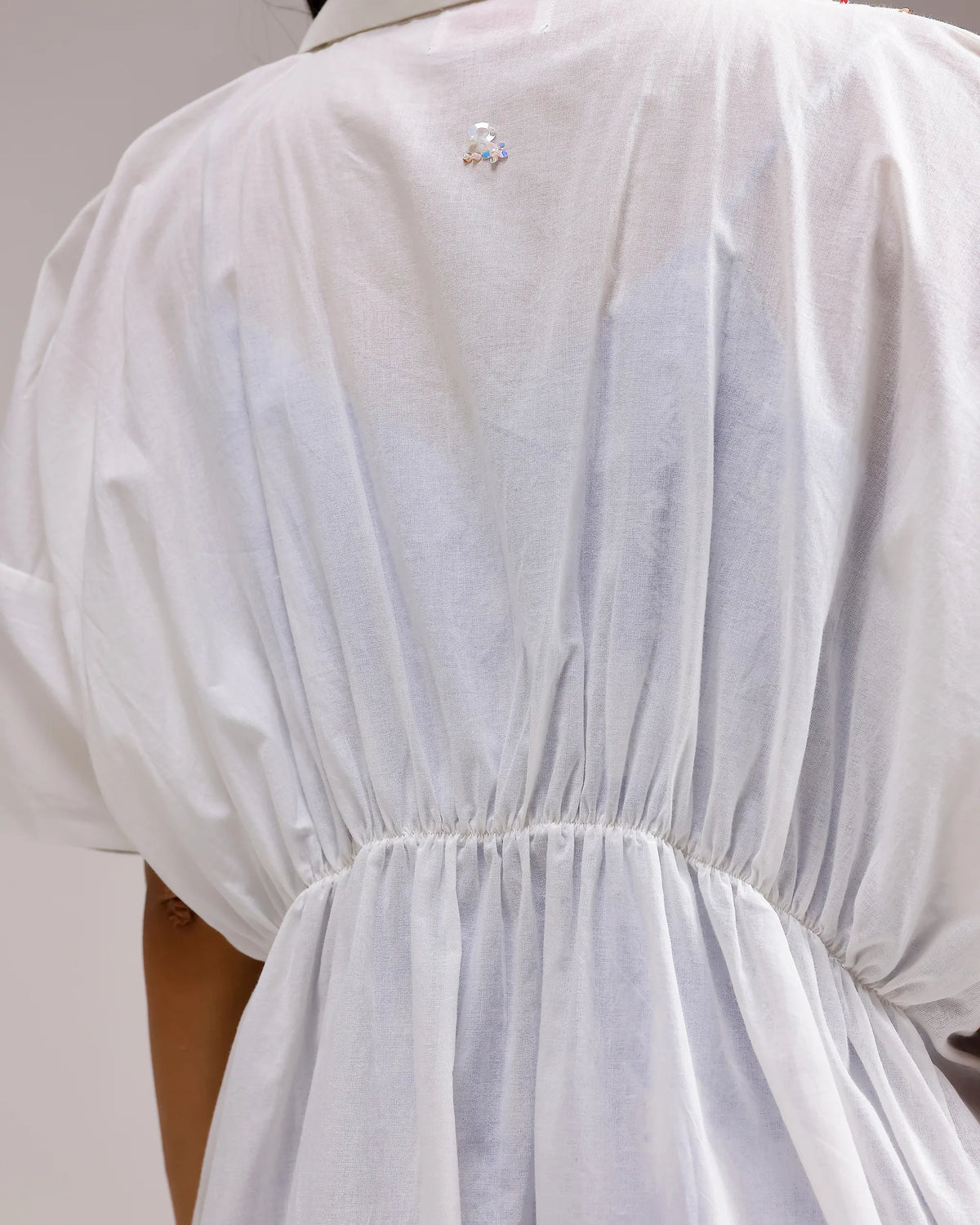 Candy Checks Top - White & Blue Flower
