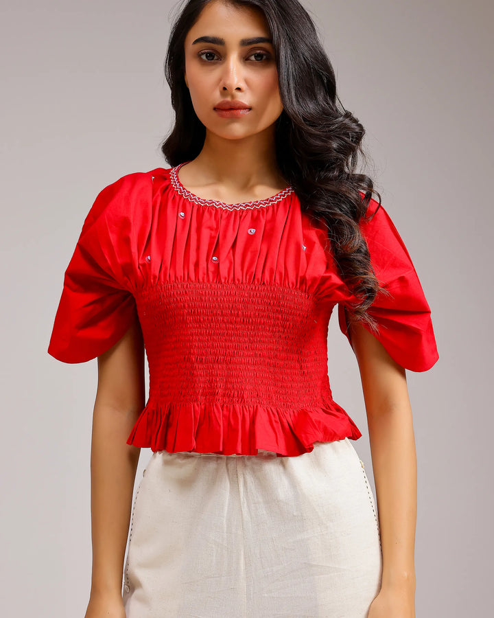 Peplum Top - Red