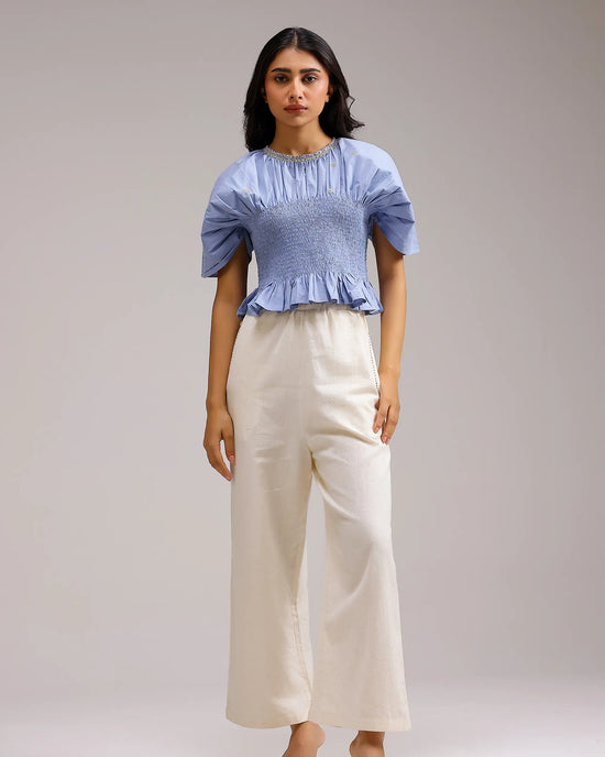 Peplum Top - Baby Blue