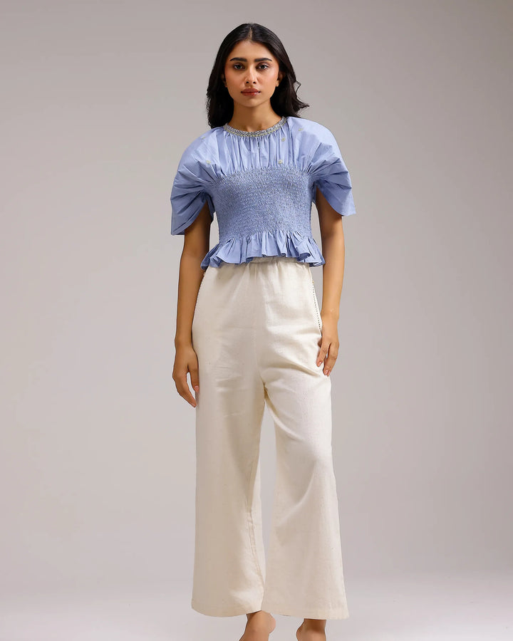 Peplum Top - Baby Blue