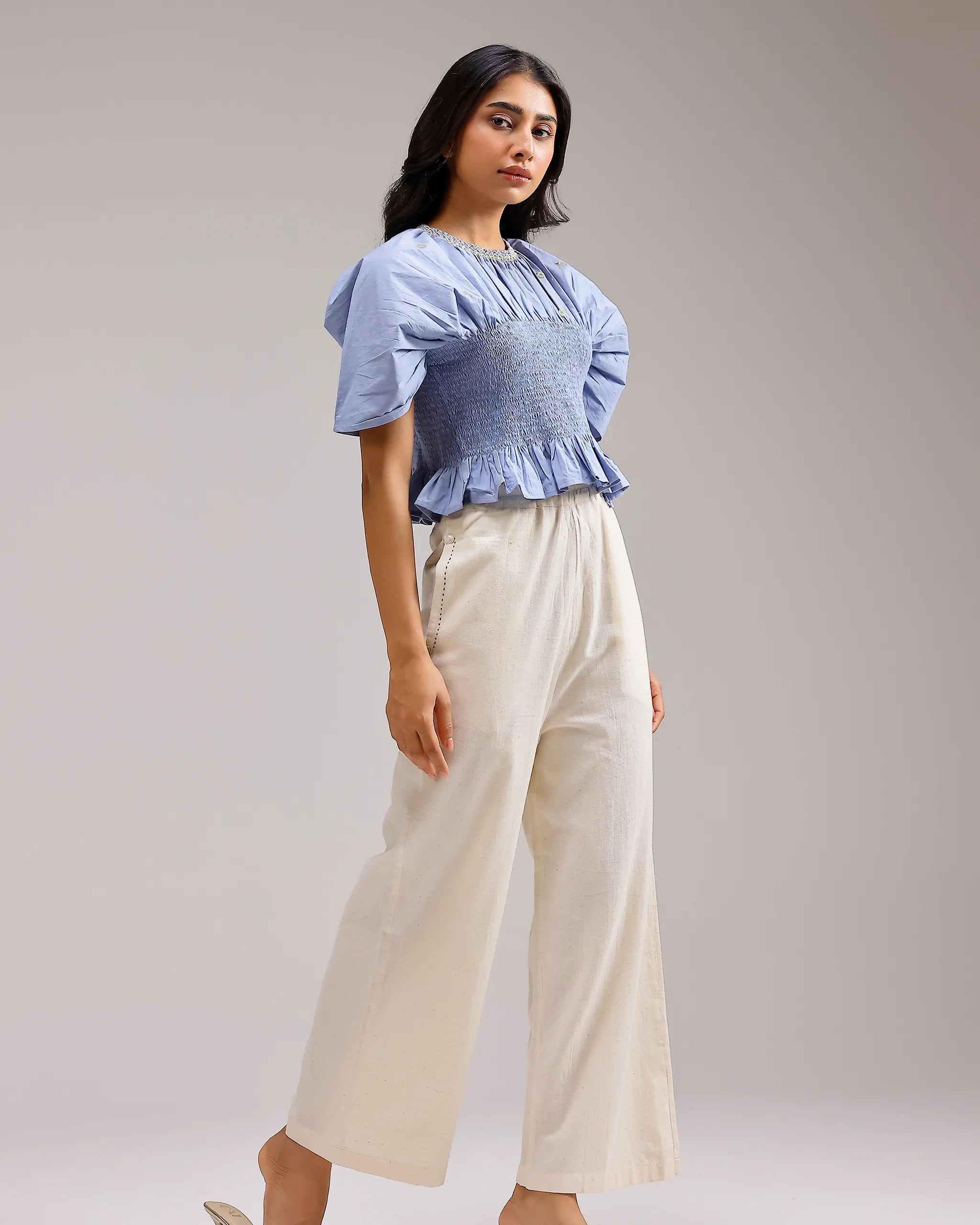 Peplum Top - Baby Blue