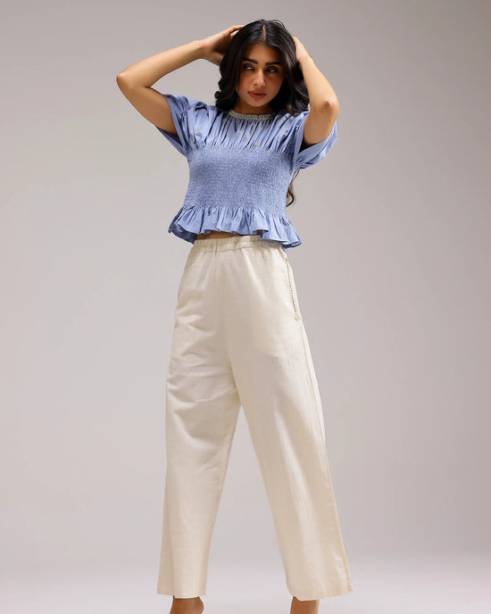 Peplum Top - Baby Blue