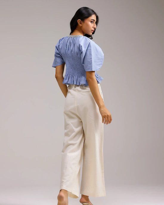Peplum Top - Baby Blue