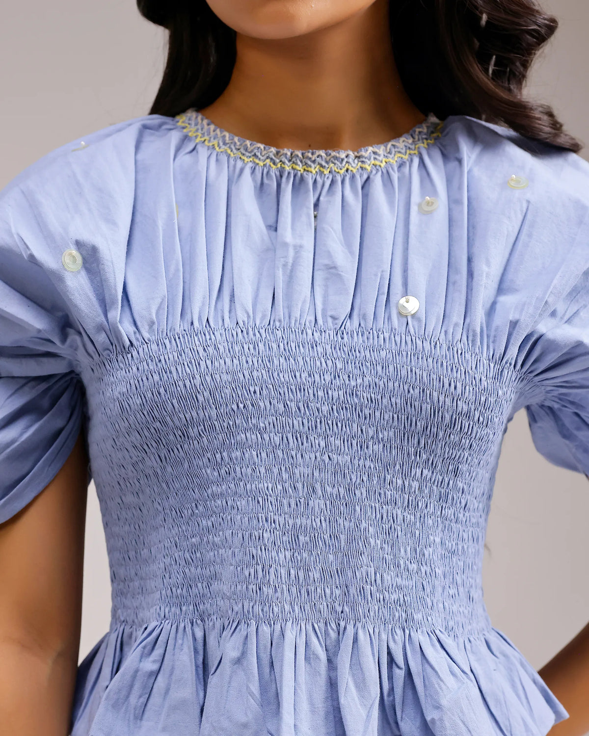 Peplum Top - Baby Blue