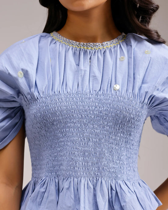 Peplum Top - Baby Blue