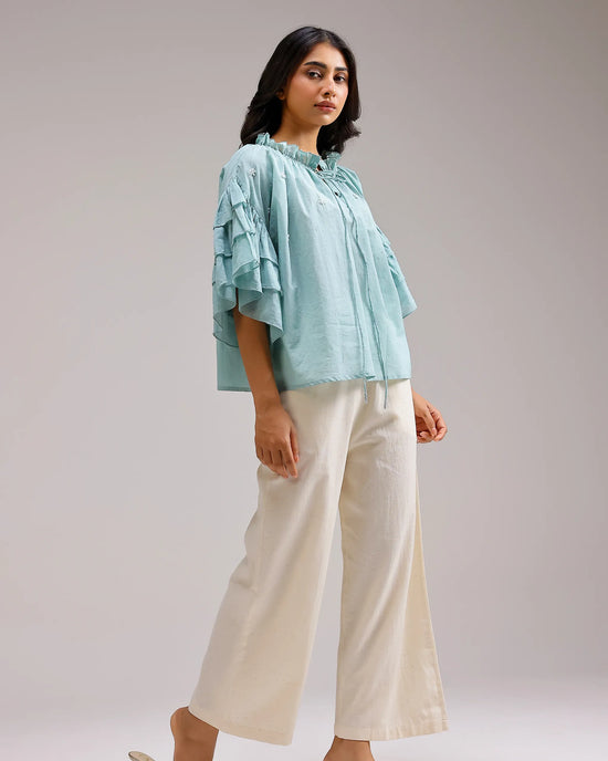 Whisper Ruffle Top - Mint