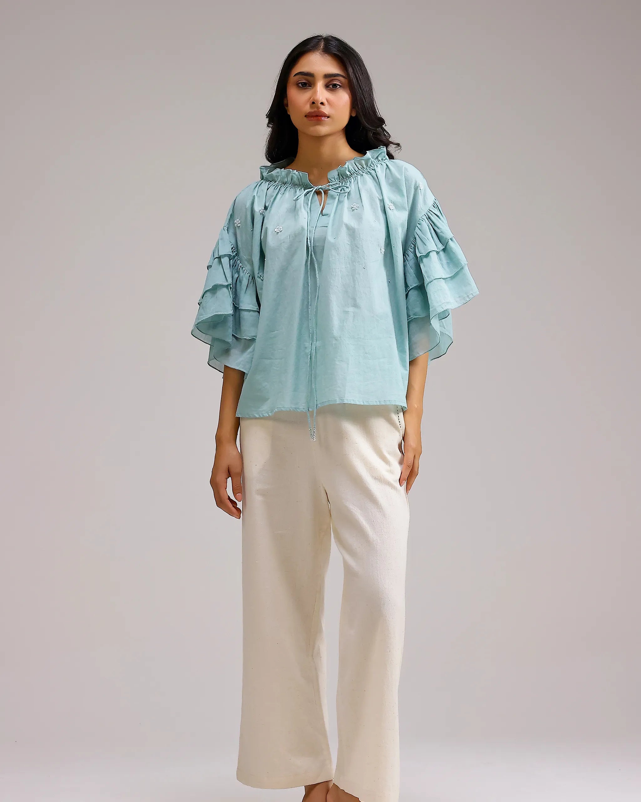Whisper Ruffle Top - Mint
