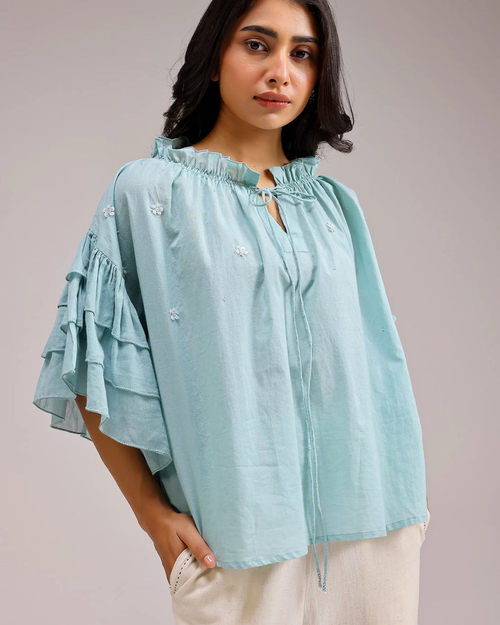 Whisper Ruffle Top - Mint