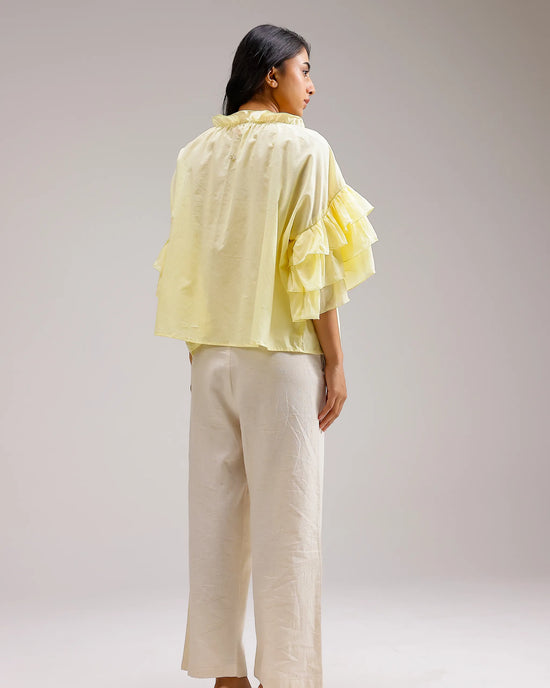 Whisper Ruffle Top - Lemon Yellow